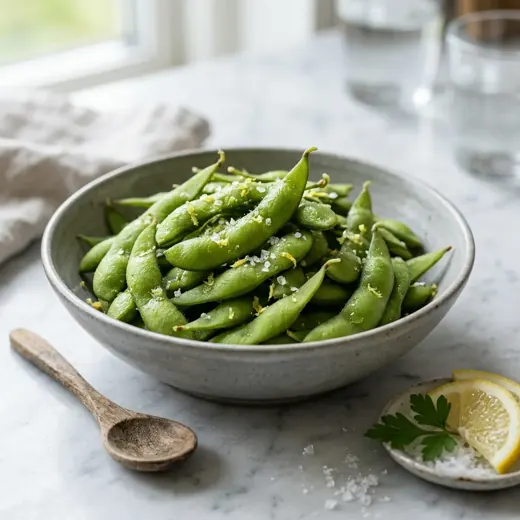Edamame z solą i cytryną