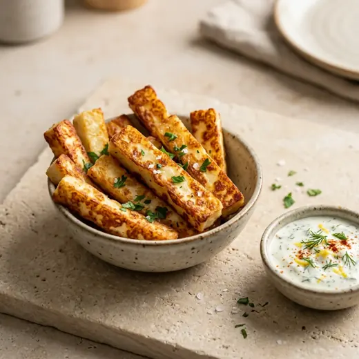 Frytki z halloumi z frytkownicy beztłuszczowej