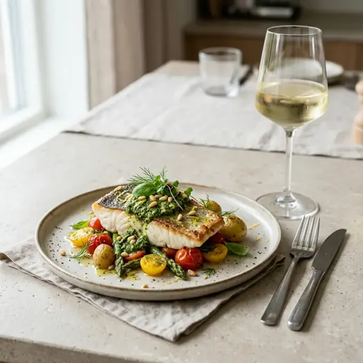 Halibut z pesto