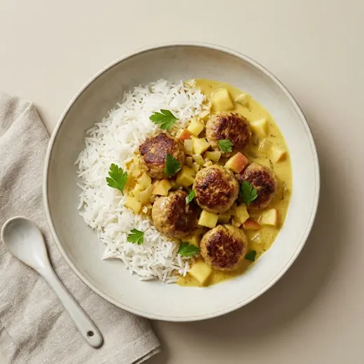 Klopsiki w sosie curry z ryżem