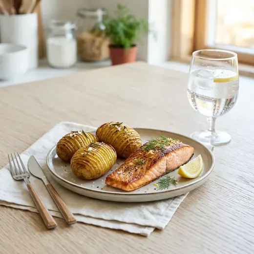 Łosoś z ziemniakami Hasselback