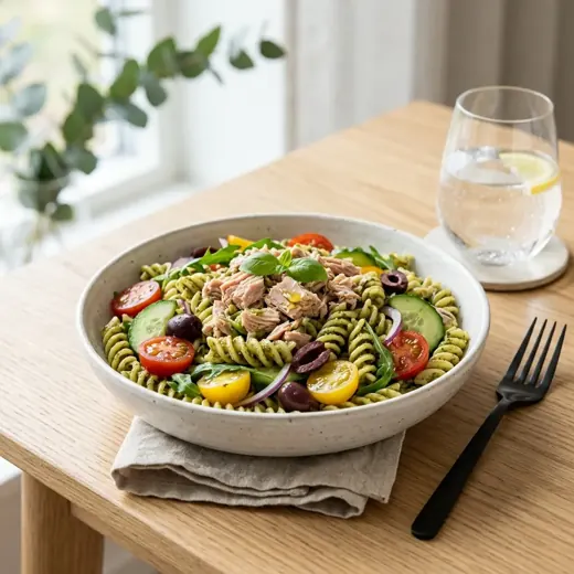 Sałatka makaronowa z tuńczykiem i pesto