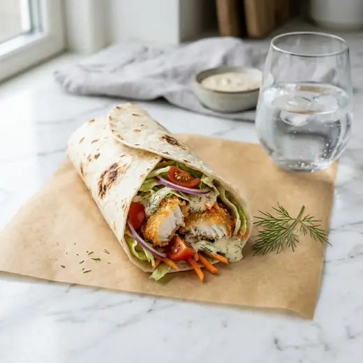Tortilla z chrupiącą flądrą