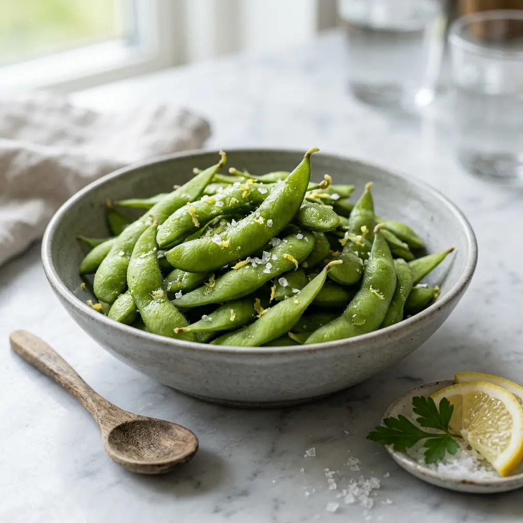 Edamame z solą i cytryną