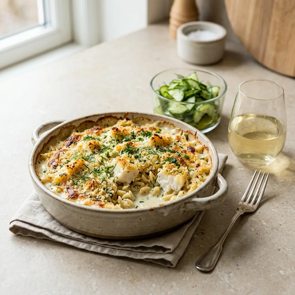 Gratin rybny z dorszem