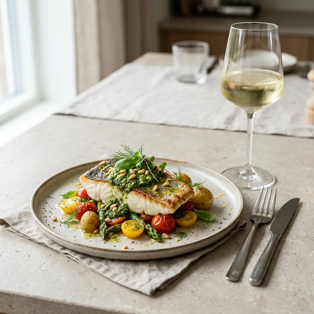 Halibut z pesto