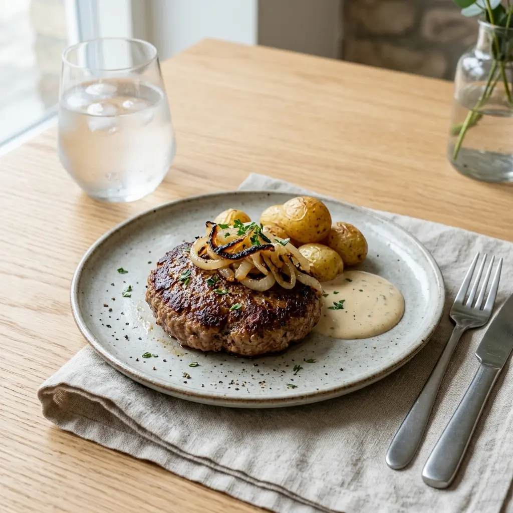 Kotlet z mielonej wołowiny z patelni