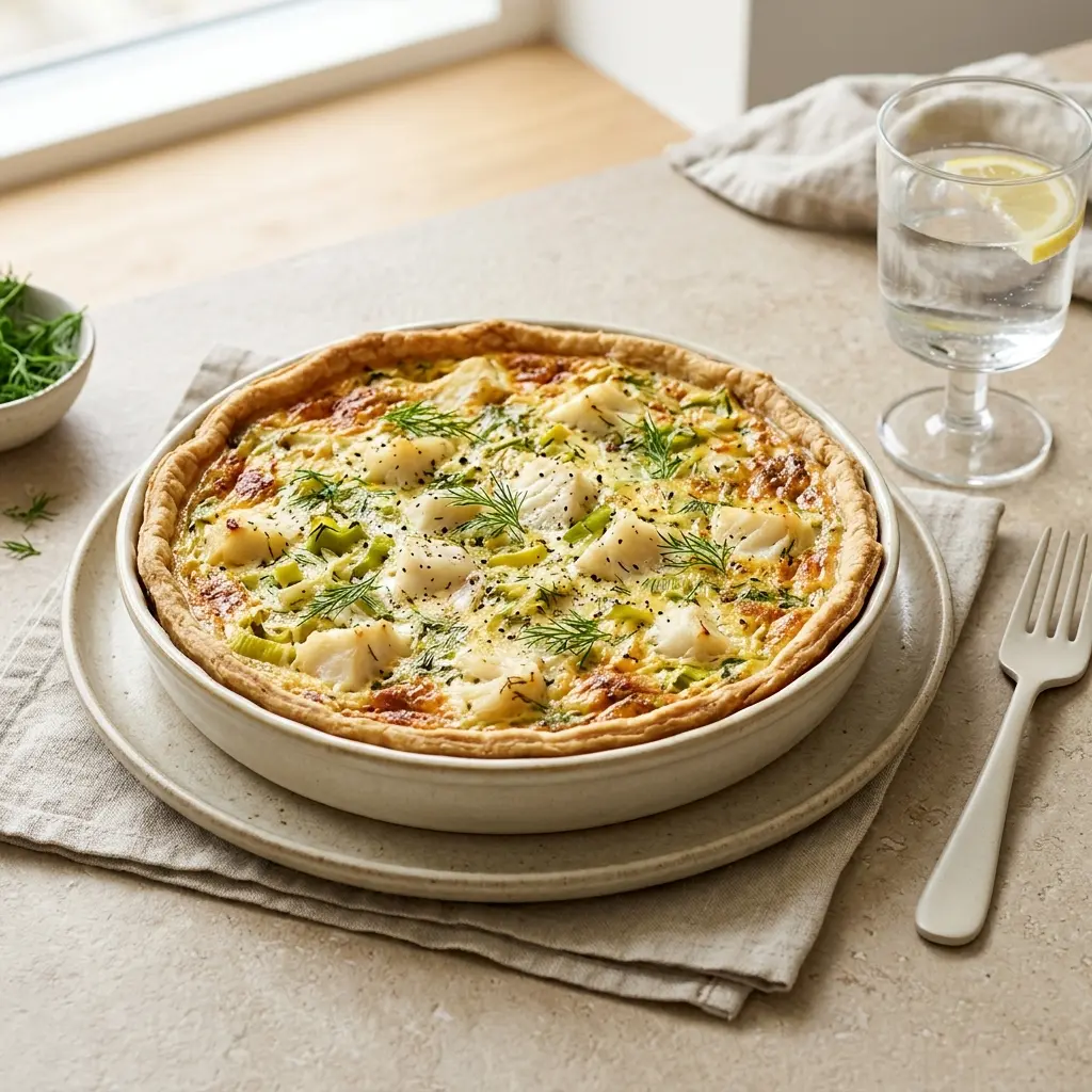 Tarta z dorszem i porami